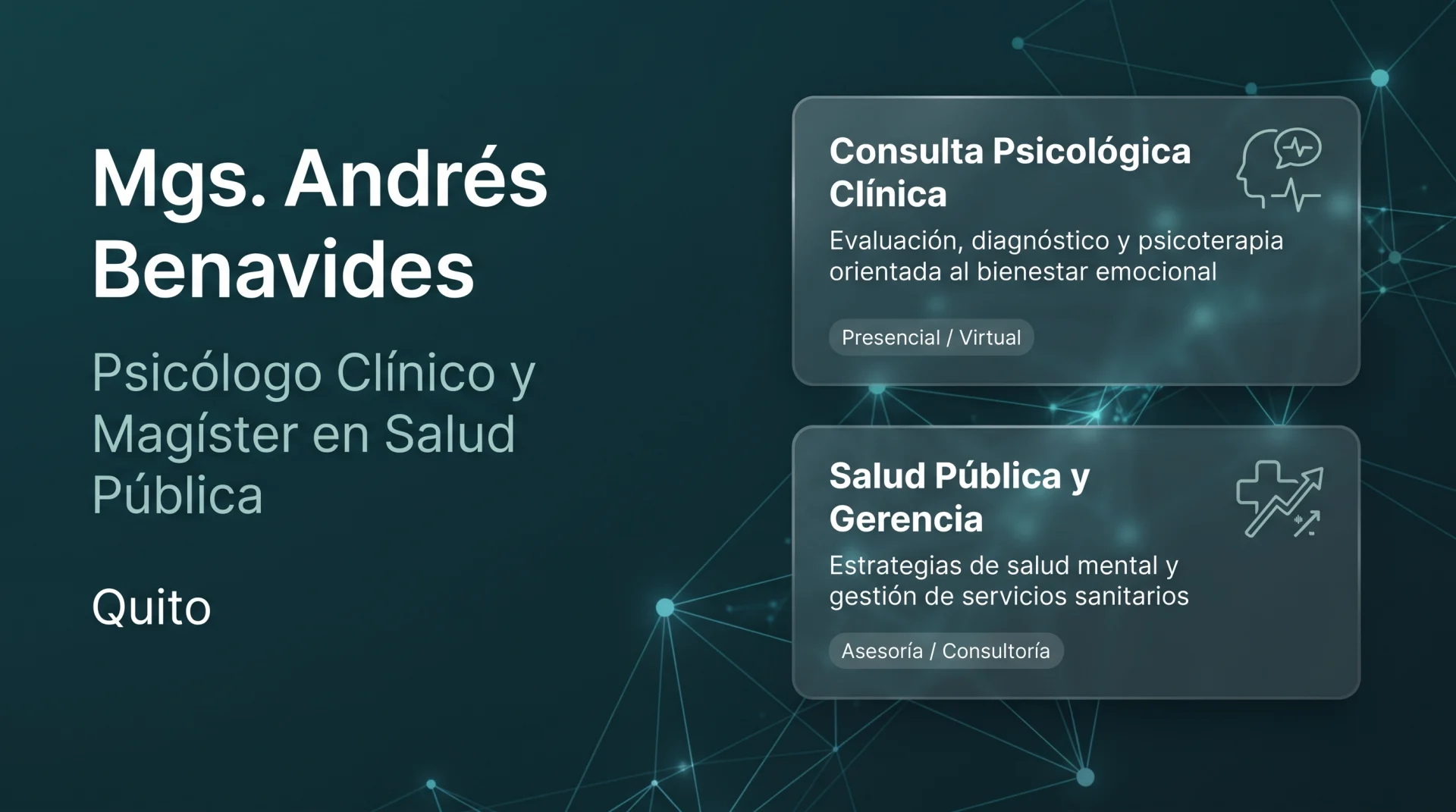 Portada profesional de Mgs. Andrés Benavides